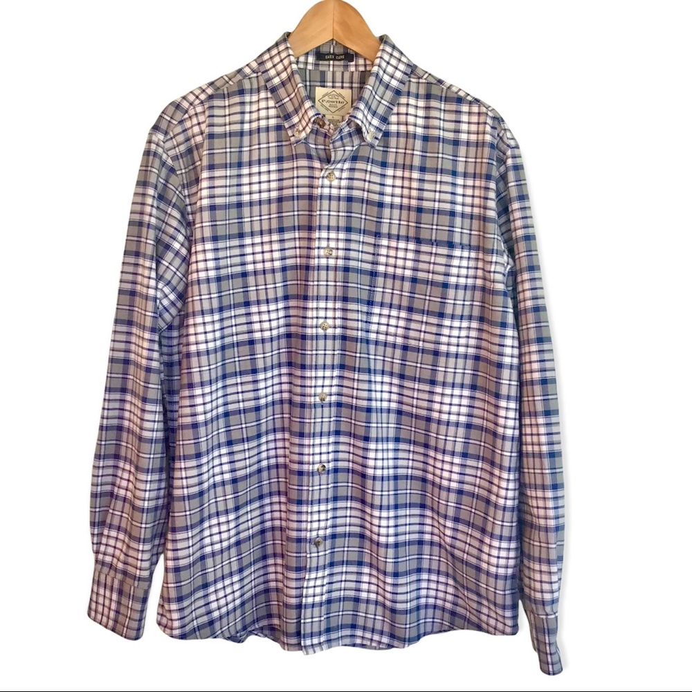 ST JOHN’S BAY Shirt Easy Care Plaid Men’s Large